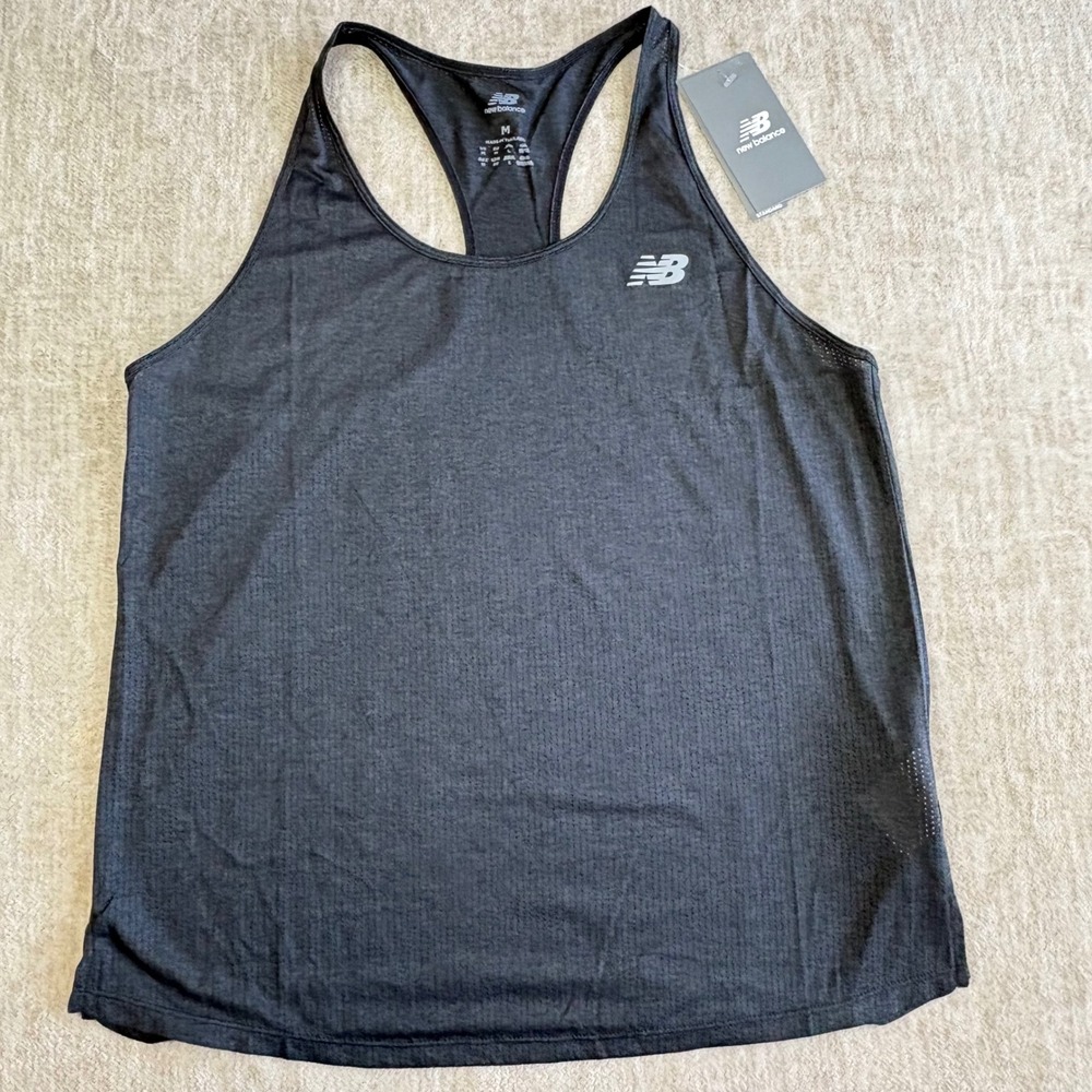 New Balance Tank Top Women M Black Racerback Perforated Athletic Running Gym NWT